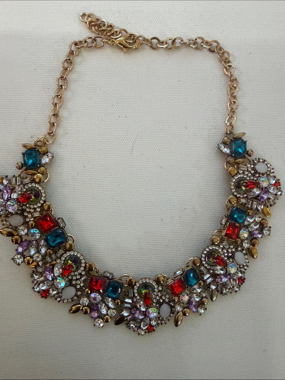Gold-Tone Multicolor Crystal Bib Necklace - Women Jewelry